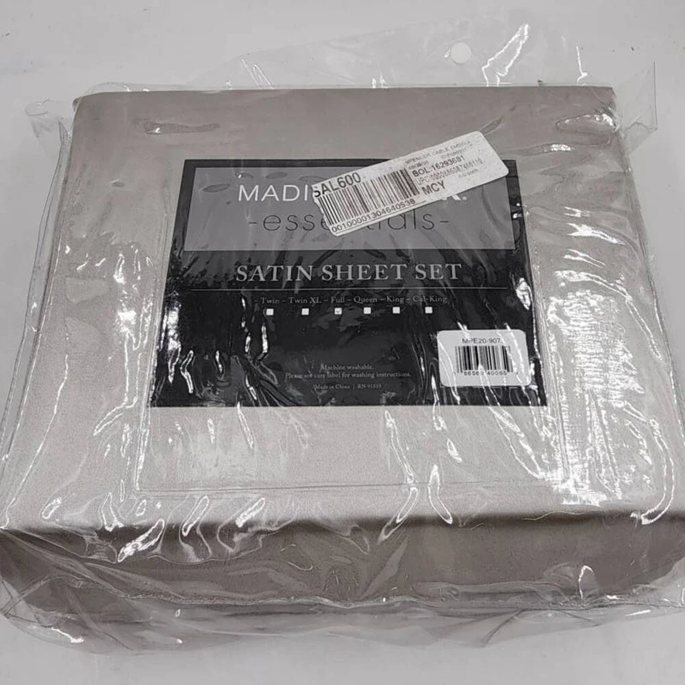 Madison Park Satin 6 pcs Polyester Full Luxury Sheet Set Full Light Grey